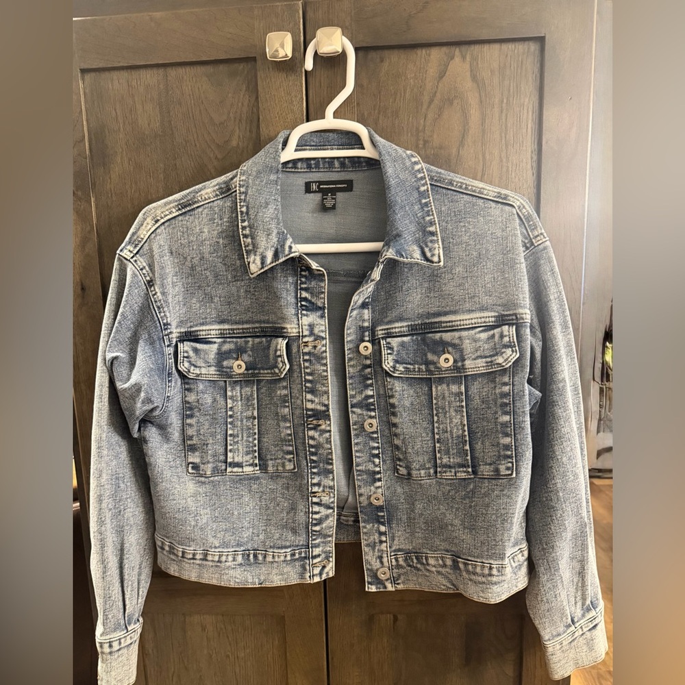 INC Light Wash Denim Jacket - Women's Cropped Trucker